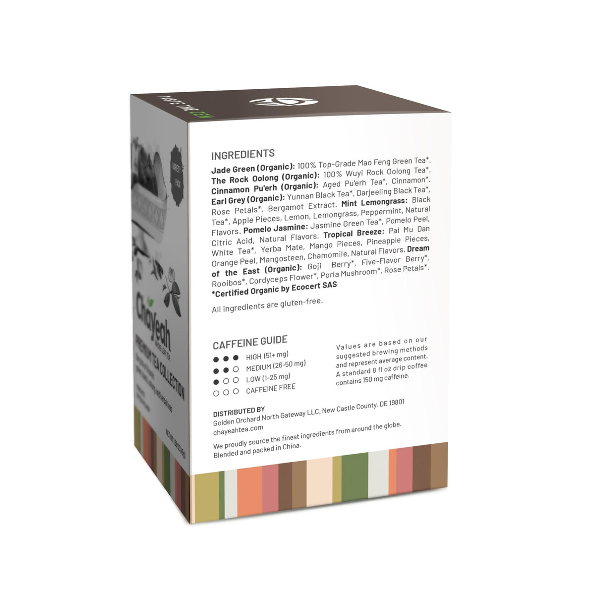 ChaYeah Tropical Breeze and Dream of the East sachets for tropical-floral flavor.