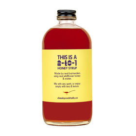 Cheeky Cocktails Honey Syrup with cocktail, warm depth.