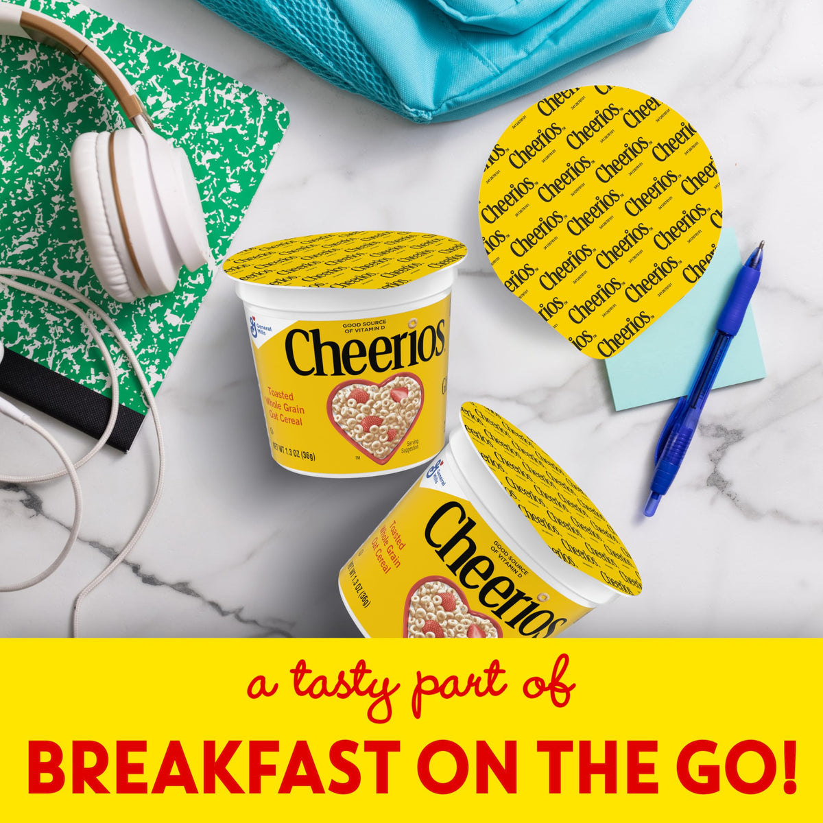 Cheerios gluten-free whole grain cup for a safe morning meal.
