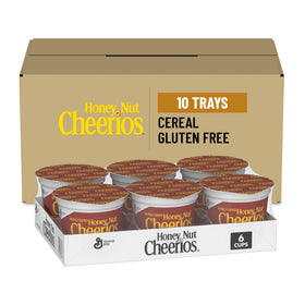 Cheerios Honey Nut single-serve cup sits on the pantry shelf for quick breakfast.