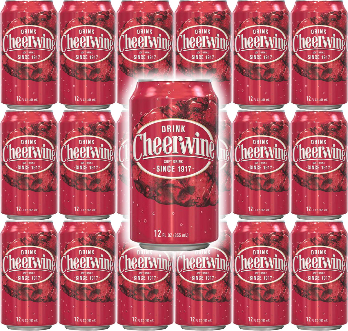 Cheerwine soda can shows ruby-red color and bold cherry flavor, ideal for refreshment anytime.