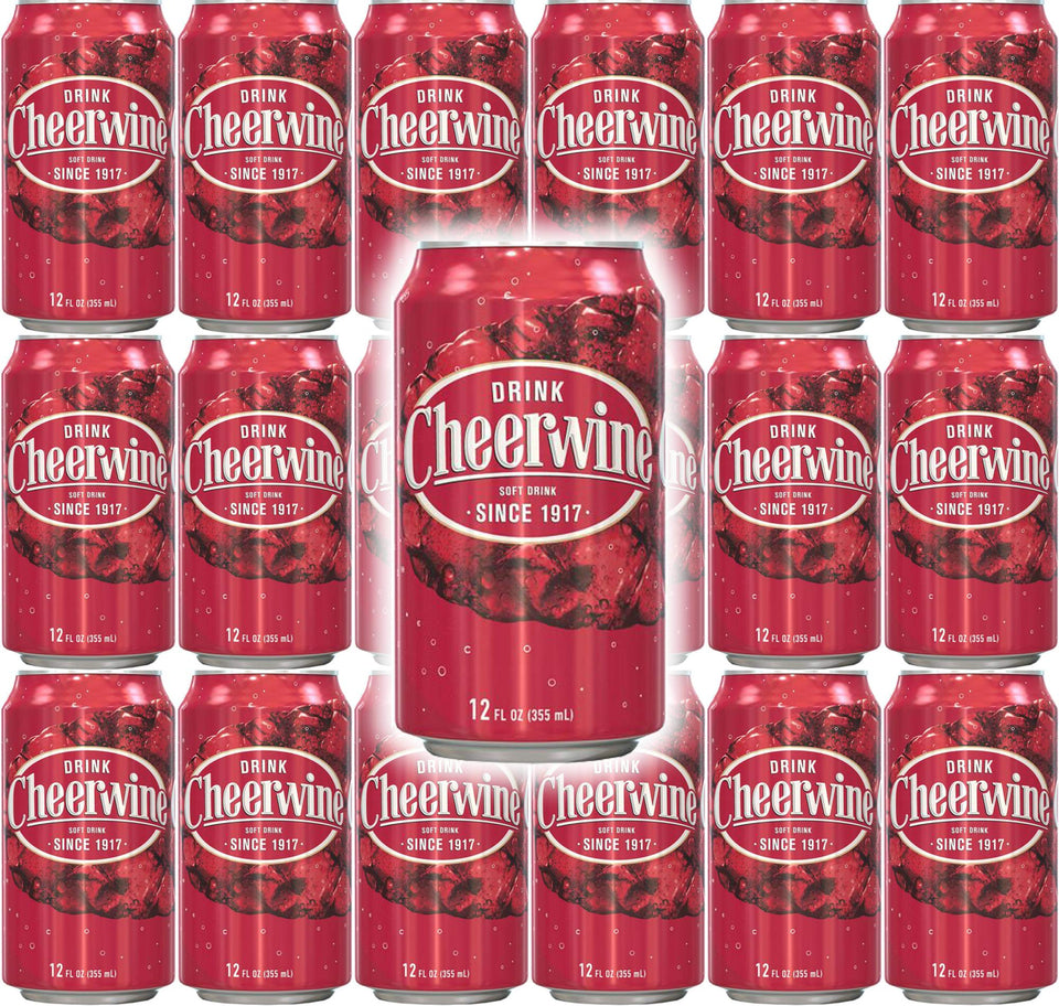 Cheerwine soda can shows ruby-red color and bold cherry flavor, ideal for refreshment anytime.