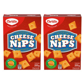 Cheese Nips cheddar baked crackers two-box bundle on counter, ideal for lunchboxes