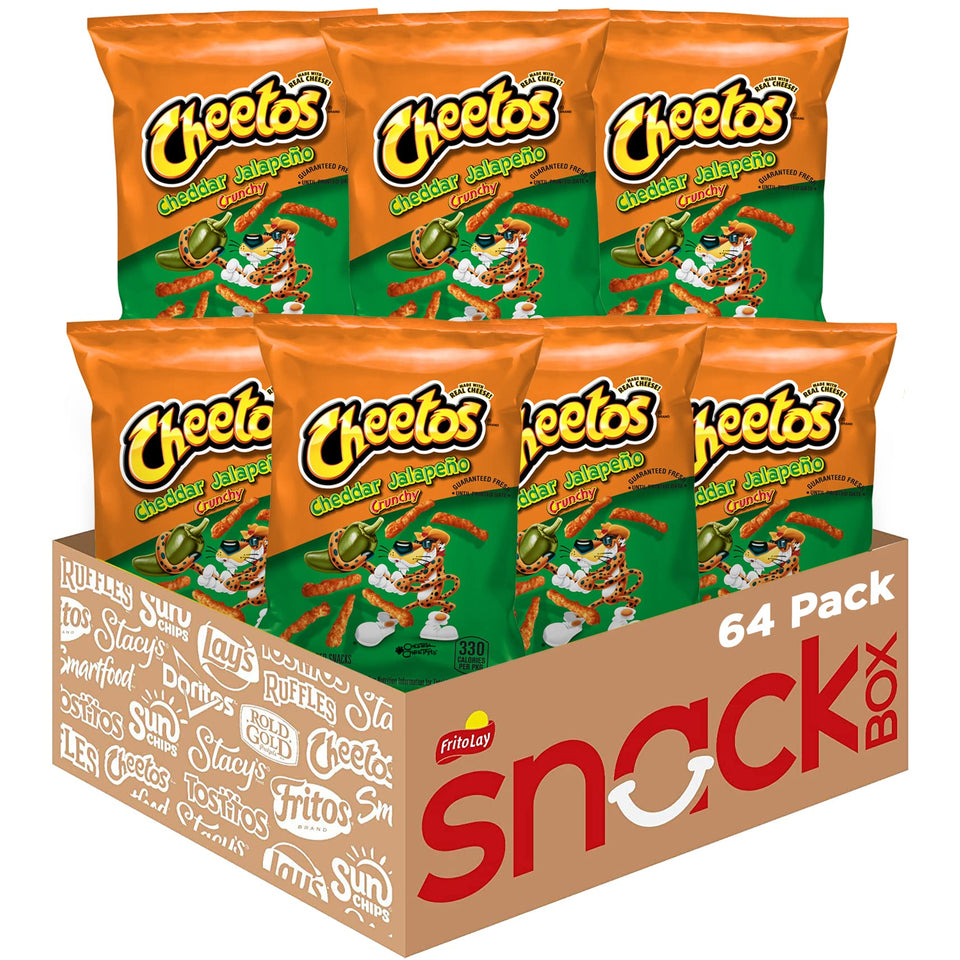 Cheetos Crunchy Cheddar Jalapeño bags highlighting bold cheese flavor for on-the-go snacking