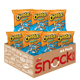 Cheetos Cheese Puffs bag close-up showing cheesy flavor for on-the-go snacking.