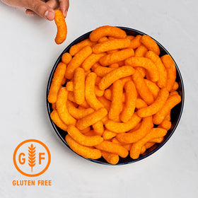 Cheetos Cheese Puffs gluten-free label highlighted for gluten-free snacking.