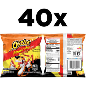 Cheetos Crunchy Flamin' Hot close-up, bold heat and cheesy crunch in every bite.