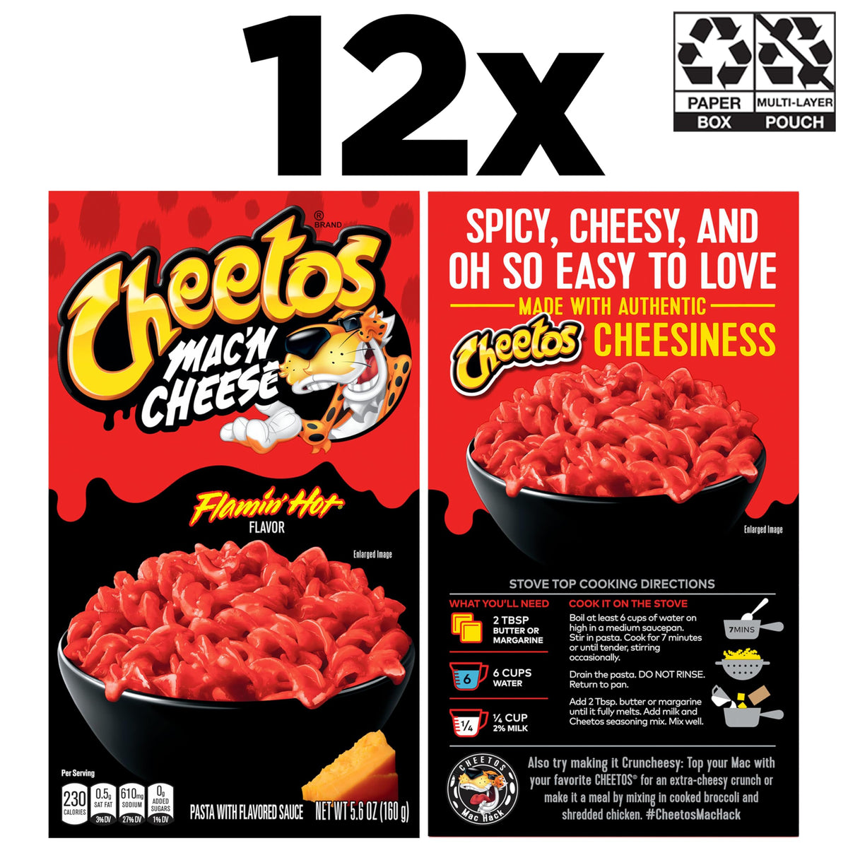 Creamy Mac & Cheese Flamin' Hot close-up showing bold flavor