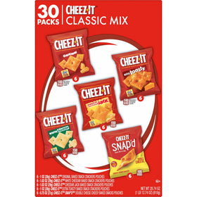 Cheez-It Cheddar Jack crackers on a plate, savory blend for game time.