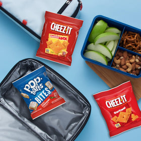 Cheez-It Cheddar Jack pouch showing savory crackers for lunch