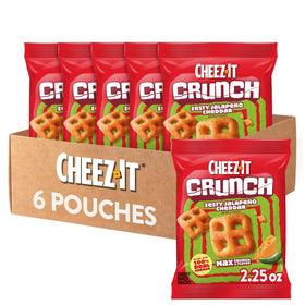 Cheez-It Crunch Zesty Jalapeno Cheddar bag close-up highlighting bold cheese flavor