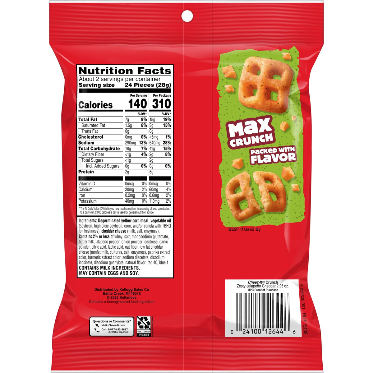 Cheez-It Crunch Zesty Jalapeno Cheddar on-the-go pack for travel snacking