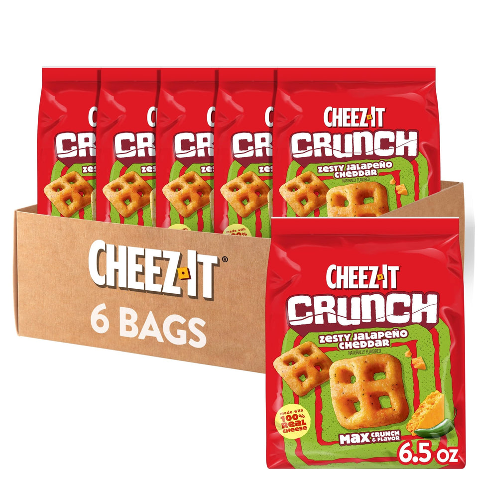Cheez-It Crunch Zesty Jalapeno Cheddar pack shot for on-the-go snacking