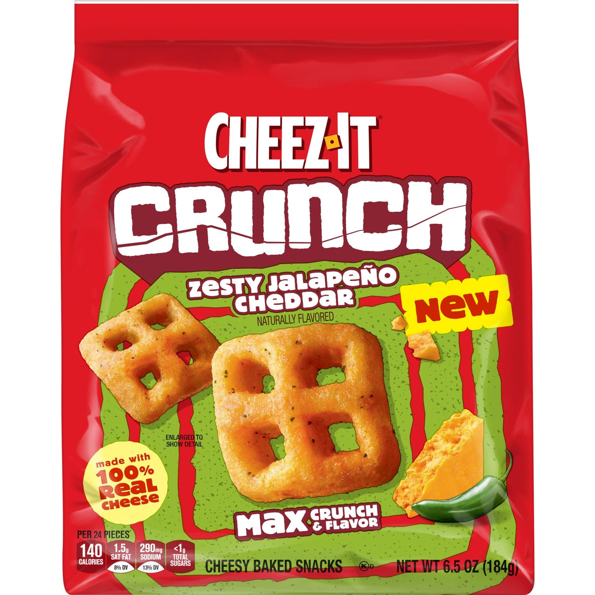 Cheez-It Crunch Zesty Jalapeno Cheddar six-bag display excellent value