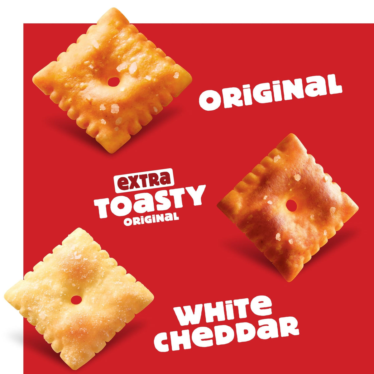 Cheez-It Extra Toasty crackers delivering deeper cheese flavor with crisp texture.