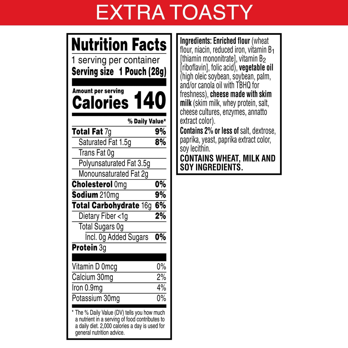 Cheez-It Extra Toasty grab-and-go pack delivers bold aged cheese flavor for busy days.
