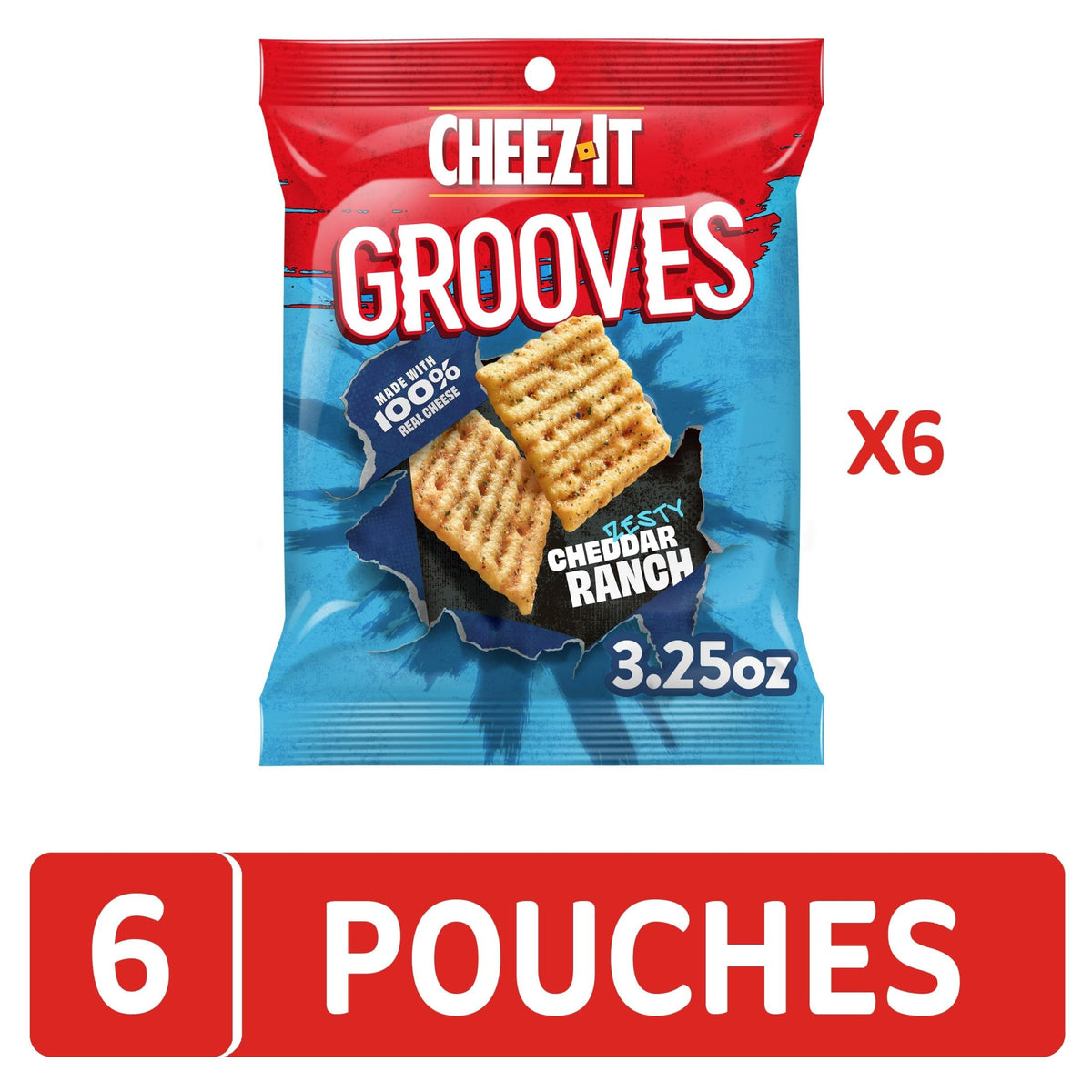 Cheez-It Grooves Zesty Cheddar Ranch baked snack in a crispy form.