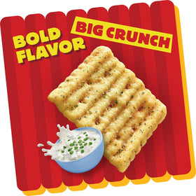 Cheez-It Grooves Zesty Cheddar Ranch packaging shows a six-pack for freshness.