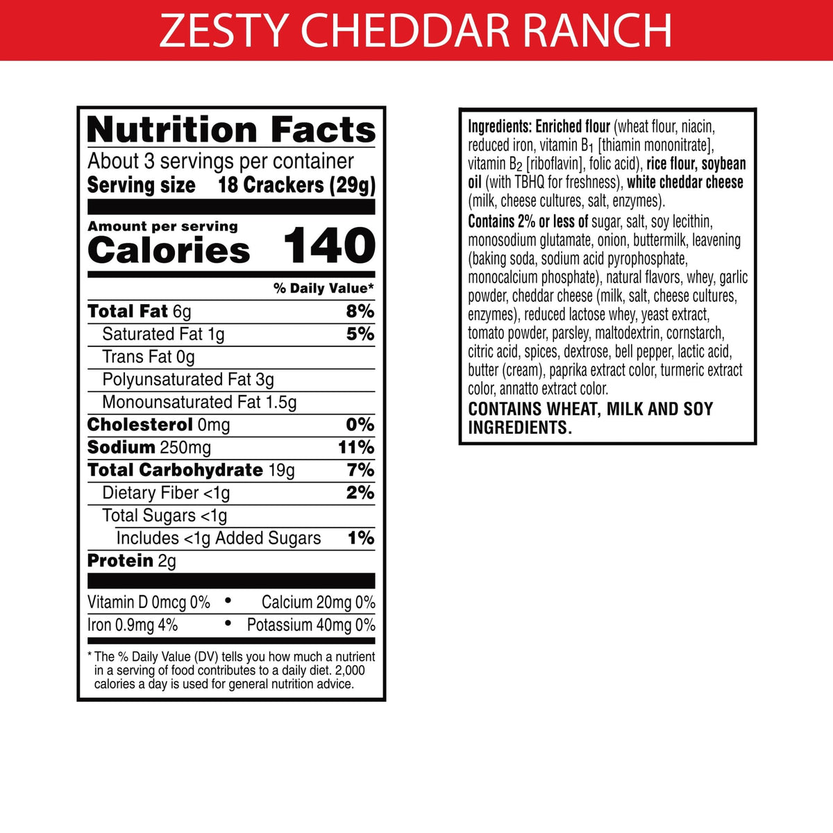 Cheez-It Grooves Zesty Cheddar Ranch ridged crackers for a satisfying bite.