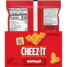 Cheez-It Original 48-pouch case supports easy freshness and portability.