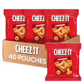 Cheez-It Original bag of crackers open, a crispy on-the-go cheese snack.