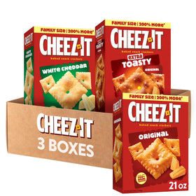 Cheez-It Original crackers close-up showing a crunchy, cheesy bite for lunchboxes.