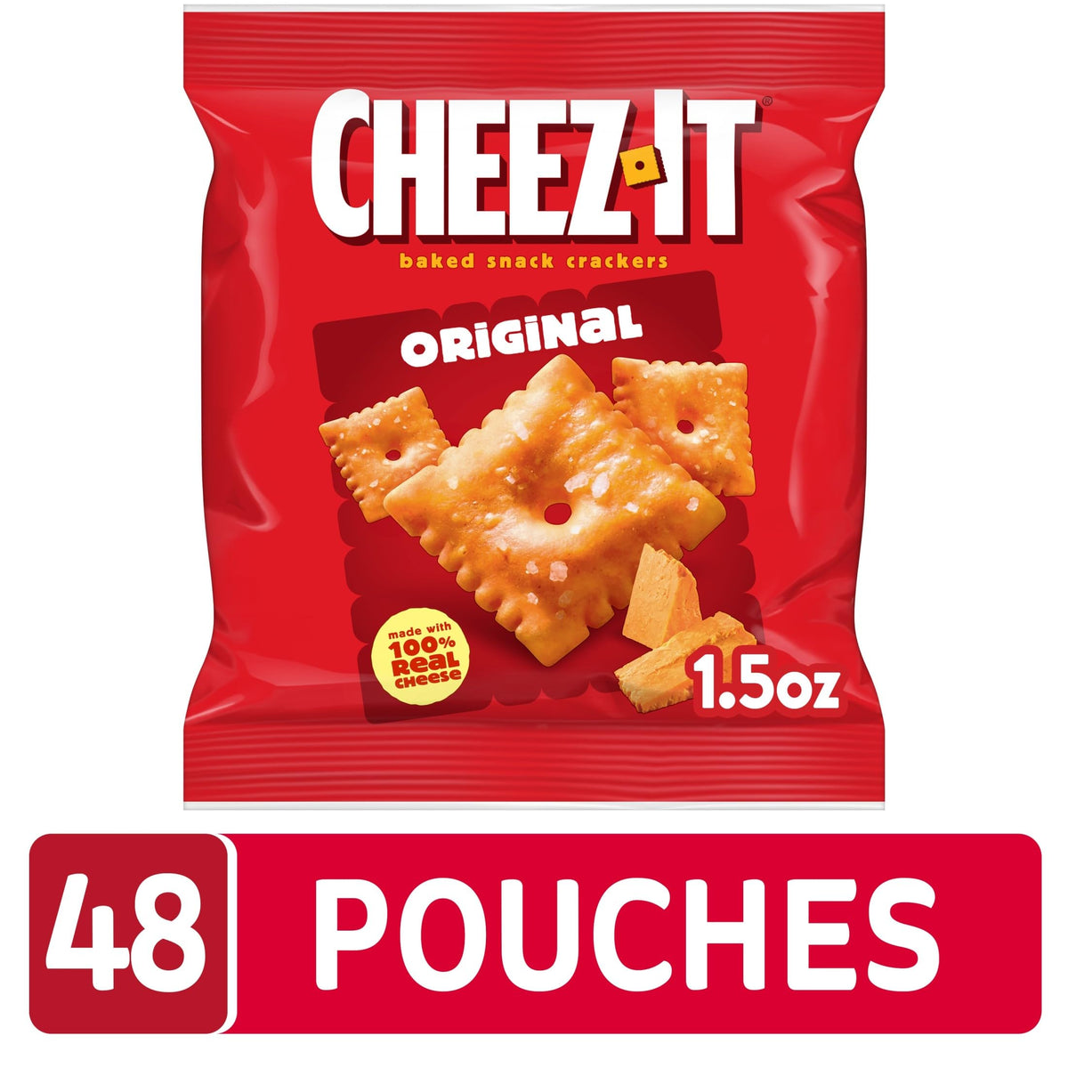 Cheez-It Original cracker stack emphasizes crispy texture.