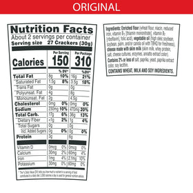 Cheez-It Original crackers close-up showing bold, cheesy flavor and crisp texture.