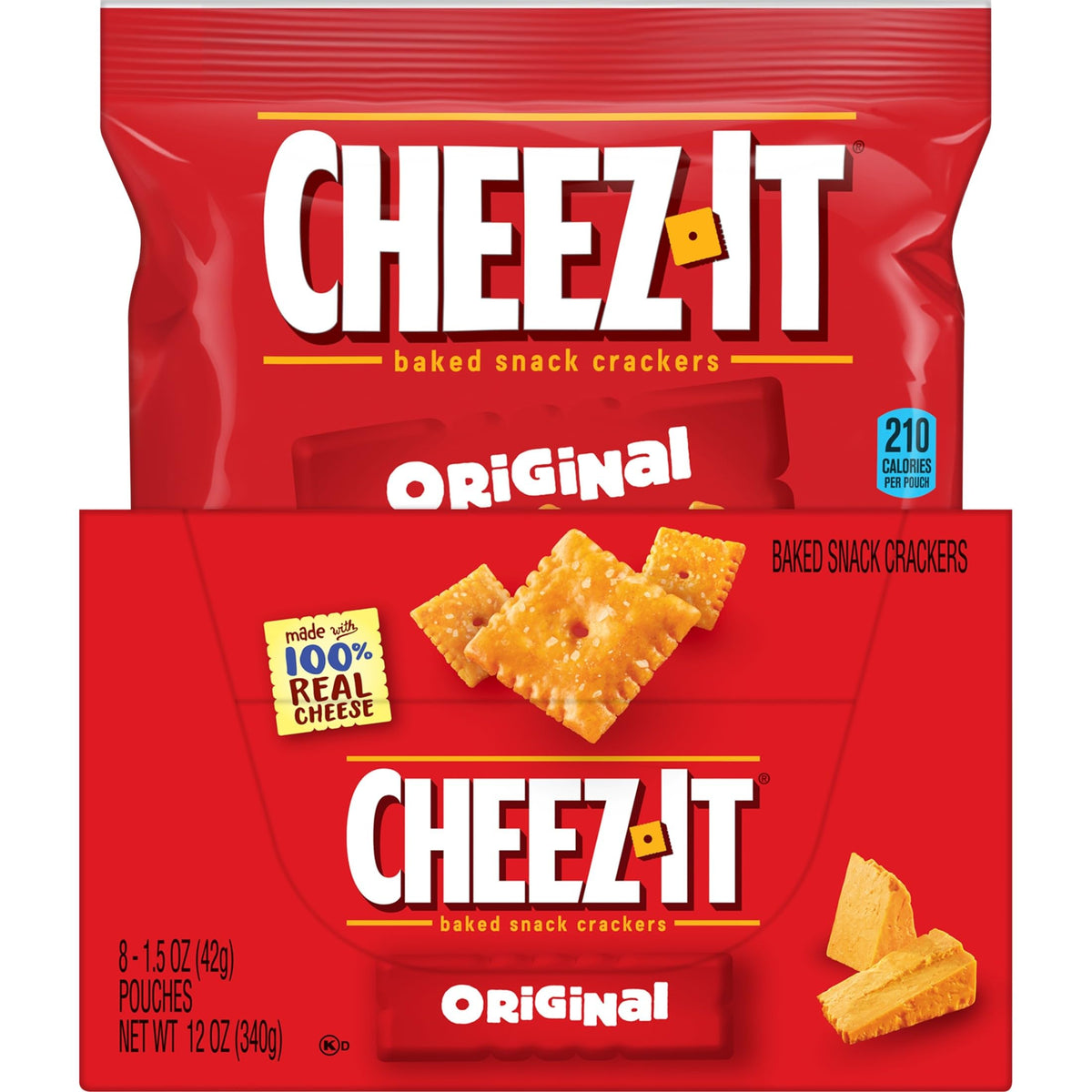 Cheez-It Original on-the-go snack held in hand.