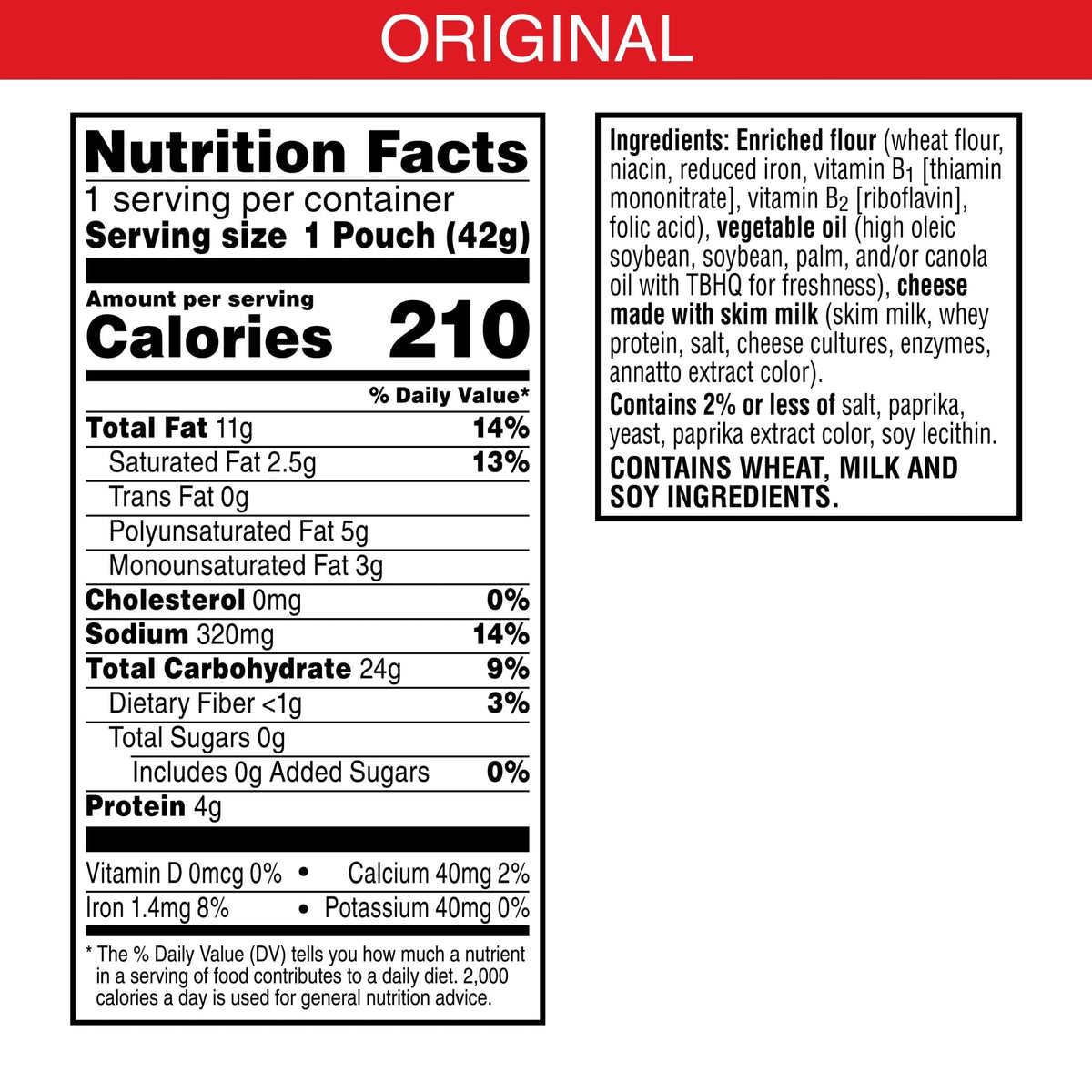 Cheez-It Original snack pouch close-up demonstrates convenient on-the-go snacking.