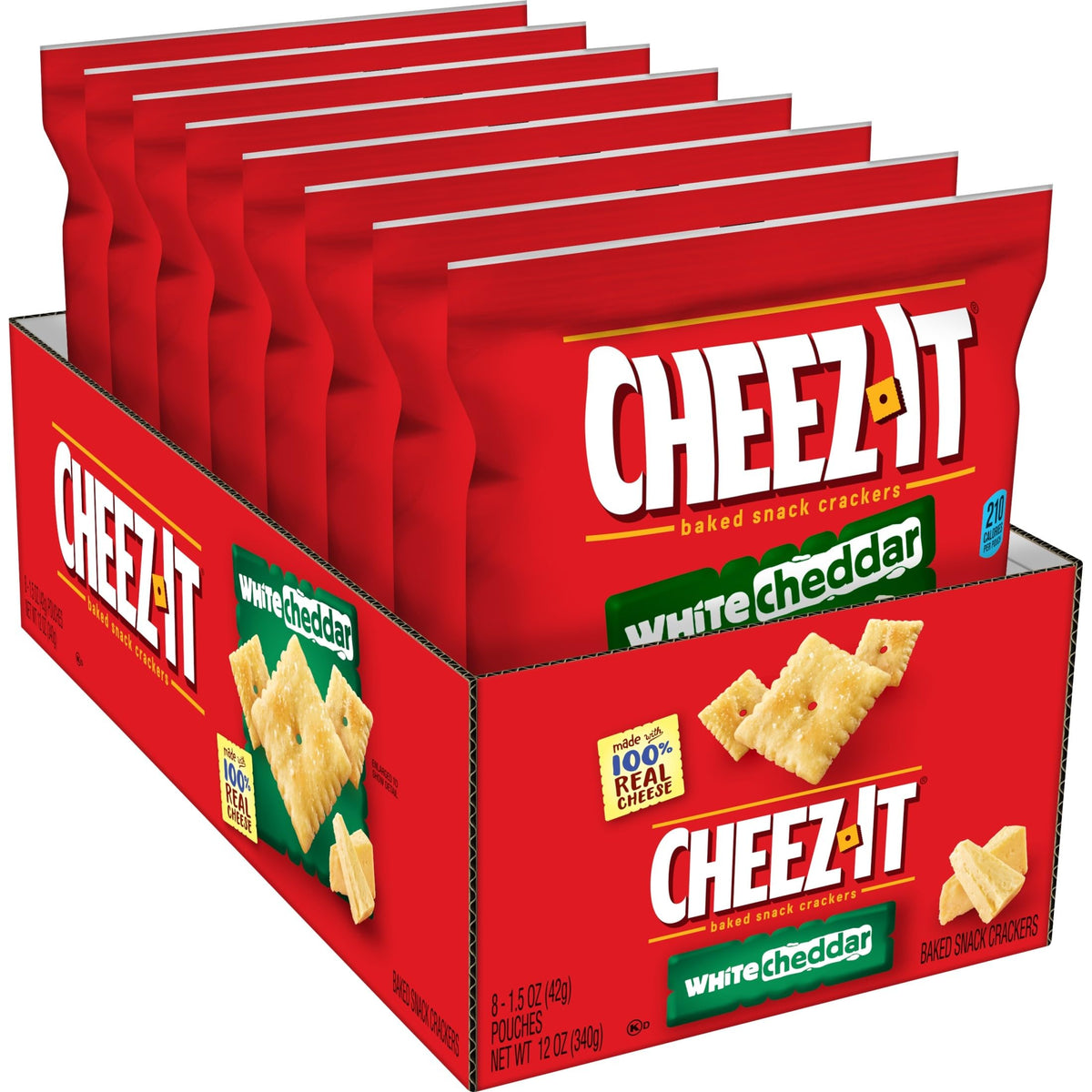 Cheez-It packaging emphasizes freshness for ready-to-eat cheese snacks.