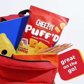 Cheez-It Puff'd Double Cheese snack on the go with bold flavor.