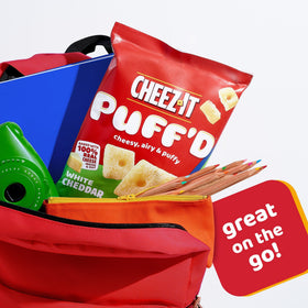 Cheez-It Puff'd White Cheddar bite-size snacks show crisp edges and melt-in flavor