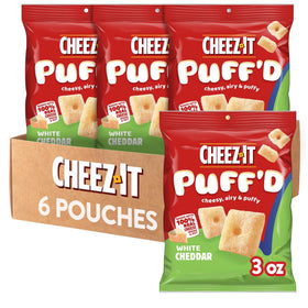 Cheez-It Puff'd White Cheddar packaging image showing convenient on-the-go snacking