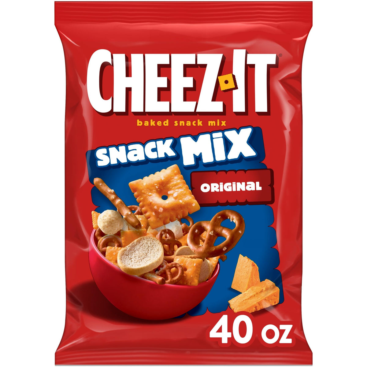 Cheez-It Snack Mix crackers with real cheese offer a bold cheesy crunch