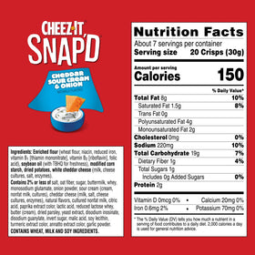Back view of Cheez-It Snap'd packaging highlighting real cheese and freshness.