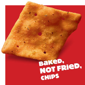 Serving plate featuring Cheez-It Snap'd cheddar sour cream onion crackers as a lunchbox treat.