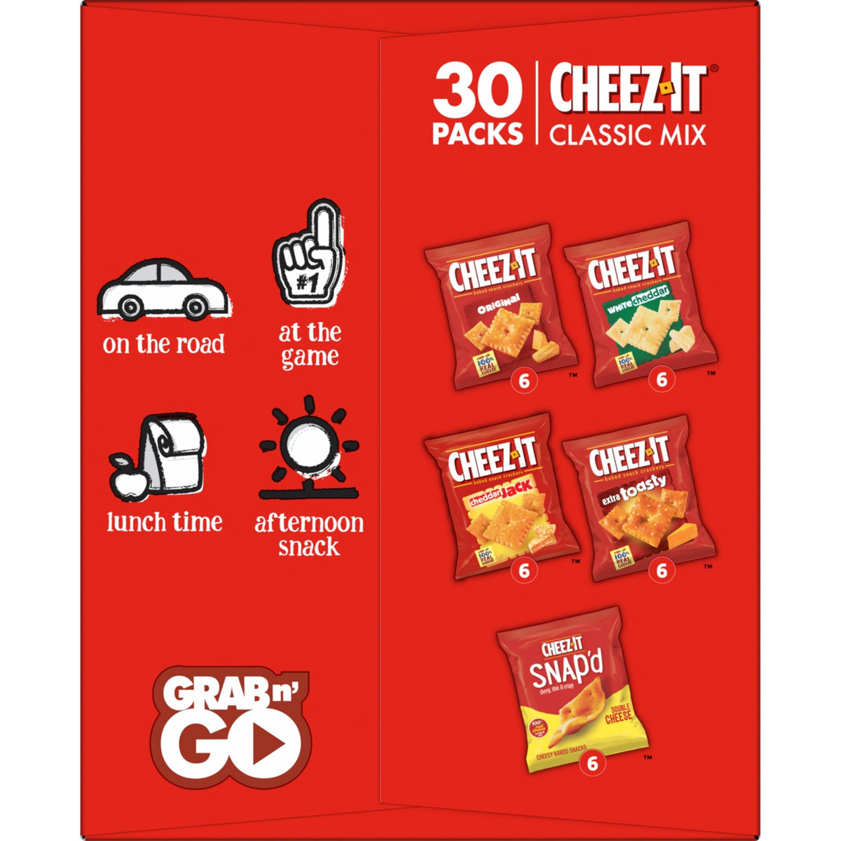 Cheez-It Snap'd Double Cheese in a resealable pack, convenient study snack.