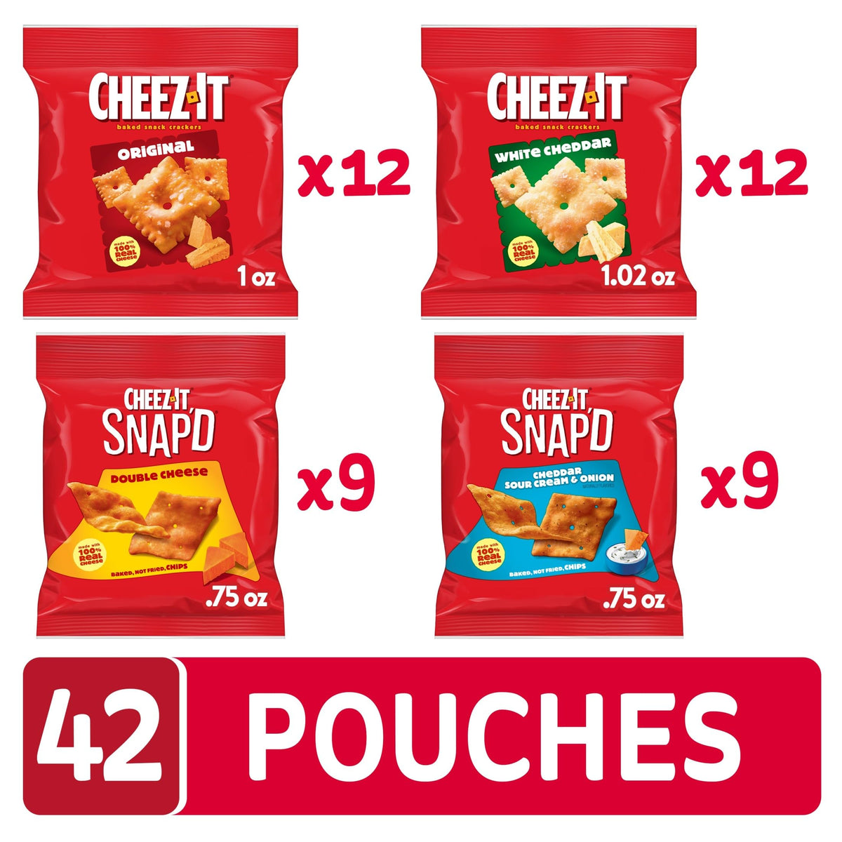 Cheez-It White Cheddar crackers in a bag, bold flavor for lunches.