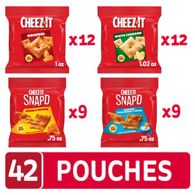 Cheez-It White Cheddar crackers in a bag, bold flavor for lunches.