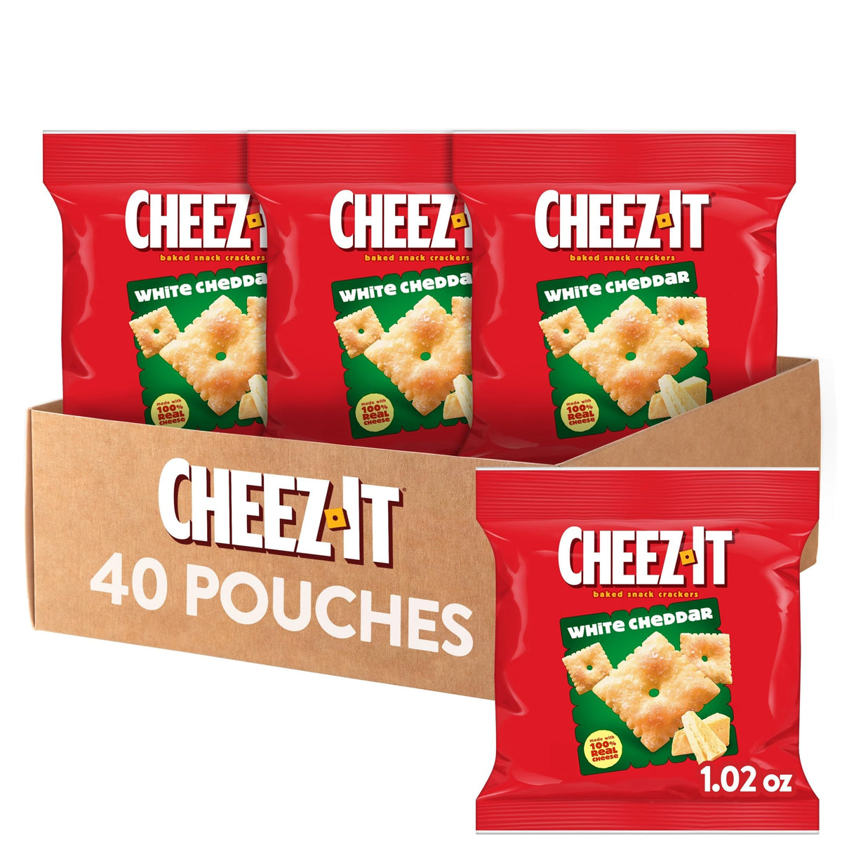 Cheez-It White Cheddar crackers close-up, crispy texture for a quick bite.