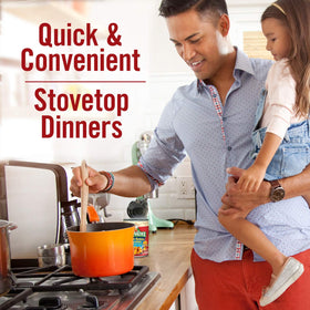 Chef Boyardee Cheesy Burger Macaroni serving bowl, family-friendly quick meal.