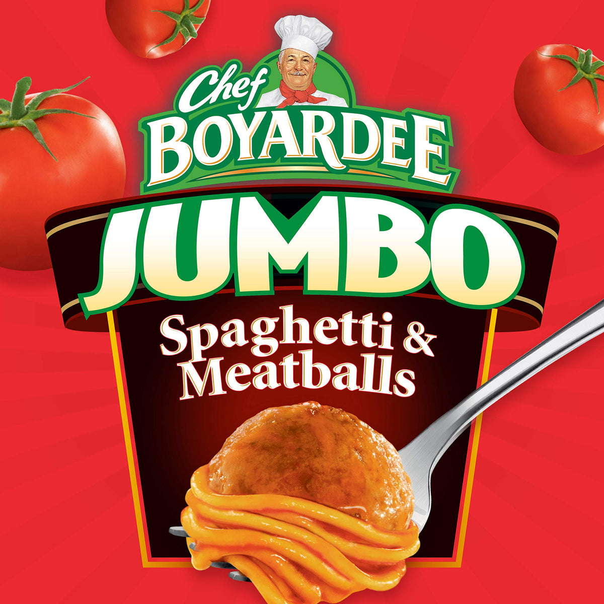 Chef Boyardee Jumbo Spaghetti and Meatballs serving bowl ready in minutes for a quick meal.