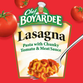 Chef Boyardee Lasagna bowl steaming, ready in minutes for a satisfying family meal.
