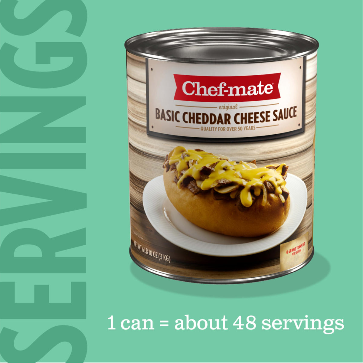 Dipping bowl with Chef-mate Basic Cheddar Cheese Sauce is perfect for onion rings.