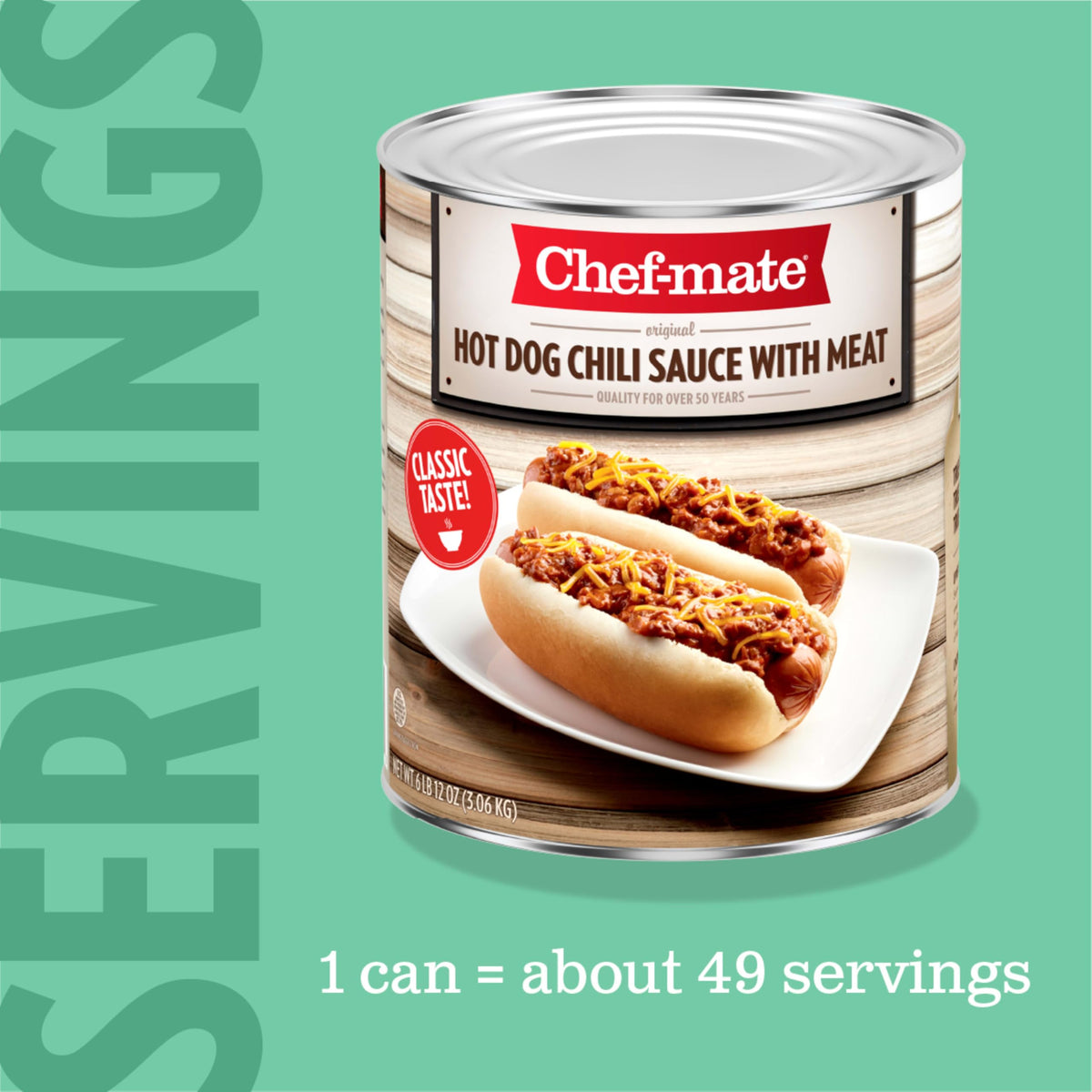Ready-to-eat Chef-mate chili sauce with meat served over pasta