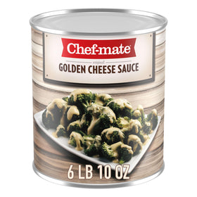 Chef-mate Golden Cheddar Cheese Sauce can displays rich cheddar flavor for quick meals