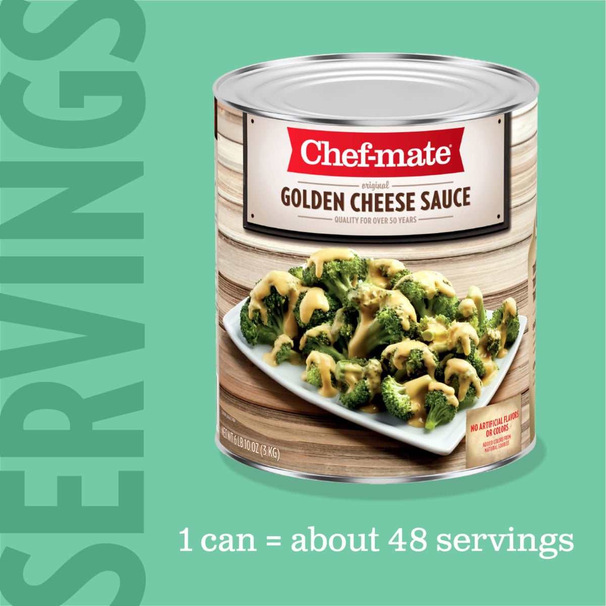 Pasta dish topped with Chef-mate Golden Cheddar Cheese Sauce for creamy mac and cheese