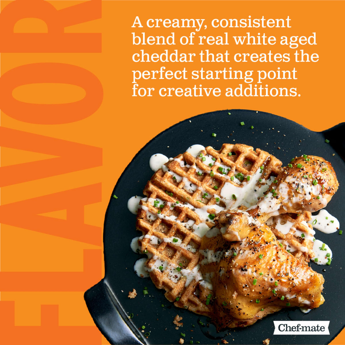 Chef-Mate sauce poured into a bowl, creamy texture ideal for quick mac and cheese