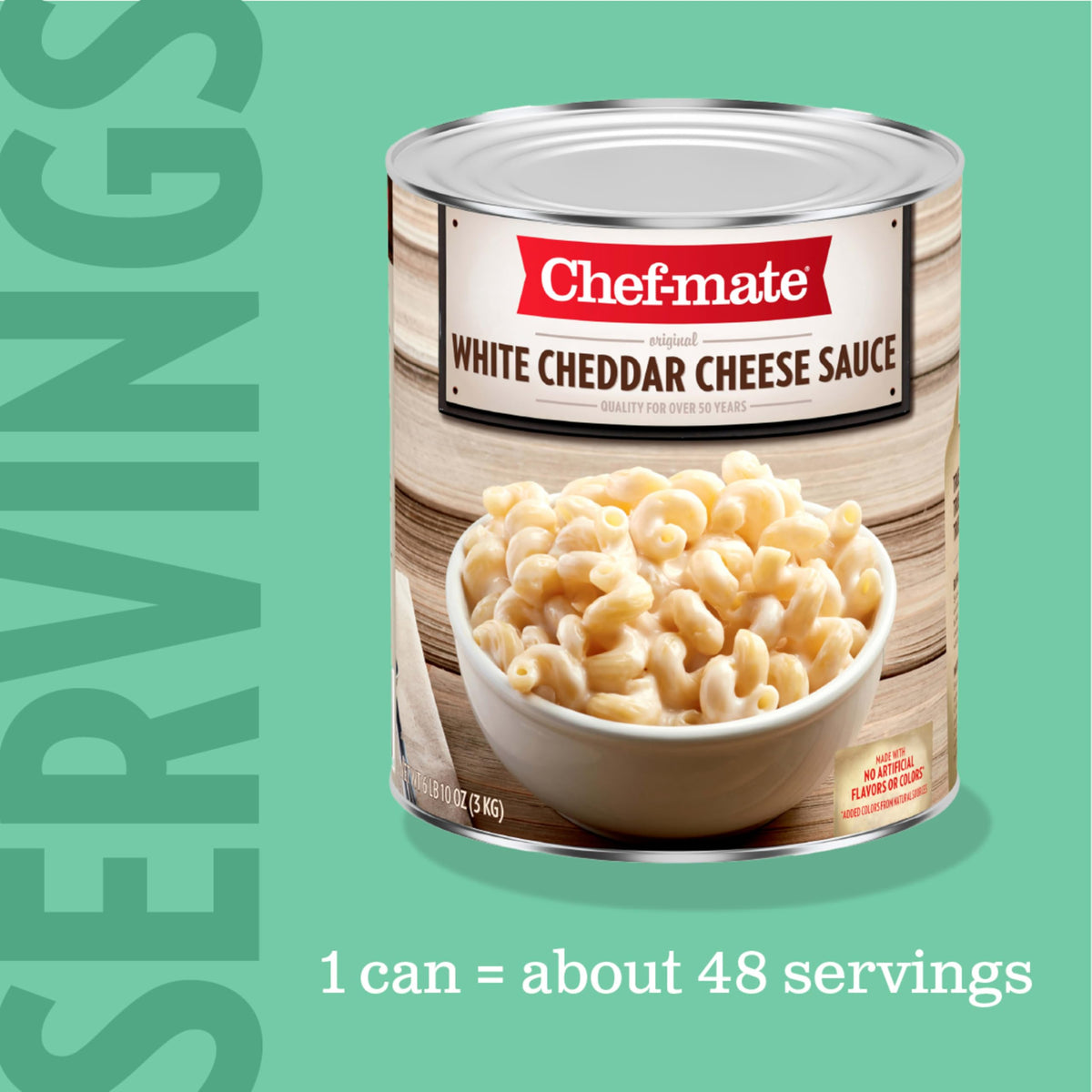 Chef-Mate sauce with pasta, rich cheddar coating enhances macaroni and cheese